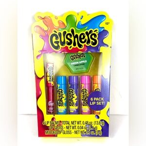 1 x 6pc Set Taste Beauty Gushers Candy Flavored Lip Balms and Liquid Lipgloss